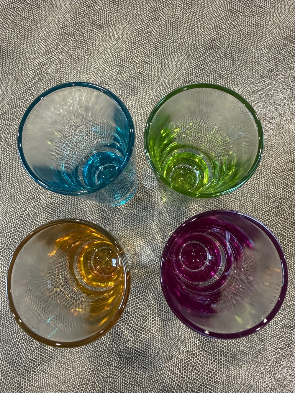 Vintage Colored Base Clear Shot Glasses - Set of 4 - Picture 2 of 16